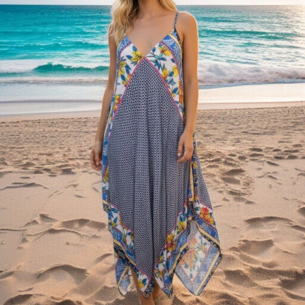 Tommy Bahama Mermaid Fairy Coconut Girl Sun Lillies Engineered Scarf Dress